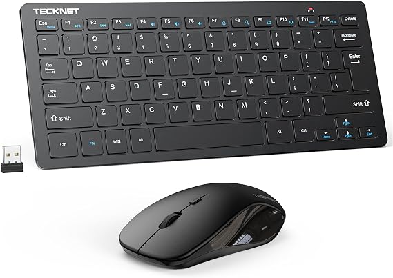 TECKNET Wireless Keyboard and Mouse Combo, 2.4G Mini Cordless Computer Keyboard and Mouse Set, Silent Adjustable 1600 DPI, Quiet Click, Lag-Free for Computer, Laptop, PC, Windows, Mac, Chrome OS