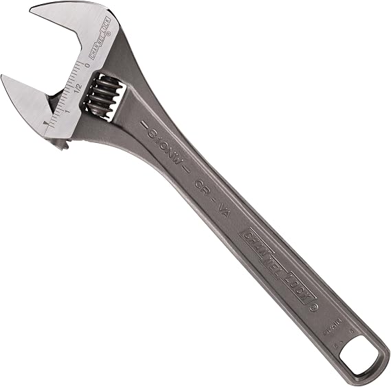 CHANNELLOCK 810NW 10-inch Adjustable Wrench | Black Phosphate/Oxide Finish | 1.38-inch Wide Mouth Jaw Capacity | Precise Jaw Design Grips in Tight Spaces | Measurement Scales for Easy Sizing