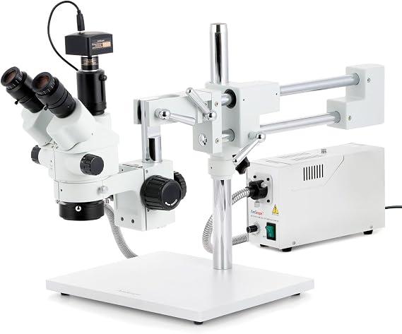 AmScope SM-4NTP-FOR-M 45X Simul-Focal Stereo Zoom Microscope with a Fiber