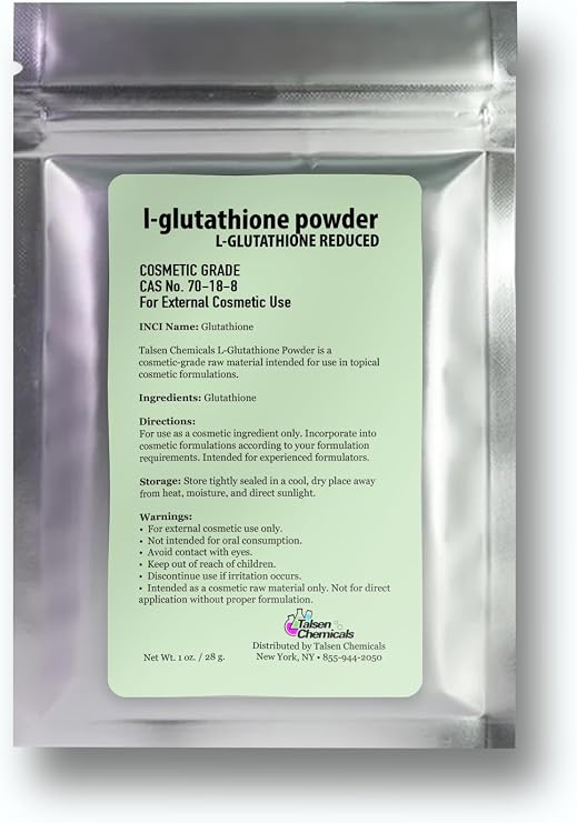 Reduced L-Glutathione Powder DIY Cosmetic Grade Pure Glutathione Organic Powder for Skin, (1 Ounce / 28 gram)