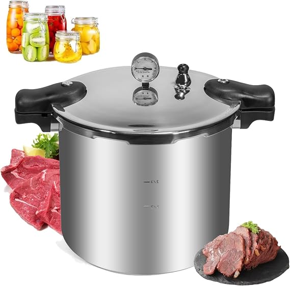 Pressure Cooker, 22L Pressure Cooker with Gauge Valve, Extra Large Size, Perfect for Large Canning Tasks, IH Cooker Sensitive
