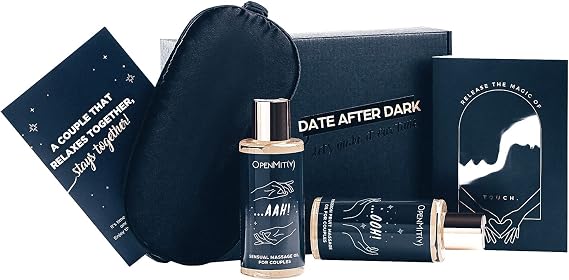 Massage Oil for Couples Date Night Box with Relaxing Massage Oil Set for the Perfect Date Night, Including Two Different Massage Oils and Scratch Off Card