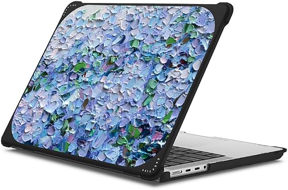 CASETiFY Bounce MacBook Pro 16-inch (M1-M5) Case [Enhanced Protective Corner Design/Ventilation Cutouts/Anti-Slip Grip] - Nantucket Blue Hydrangeas by Ann Marie Coolick - Clear Black