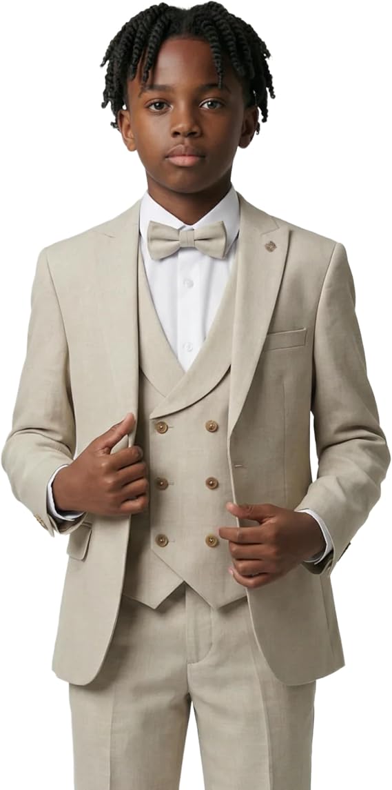 SIRRI Boys Slim Fit Formal Suit 5-Piece Set for Prom & Special Occasions Ages 1-16