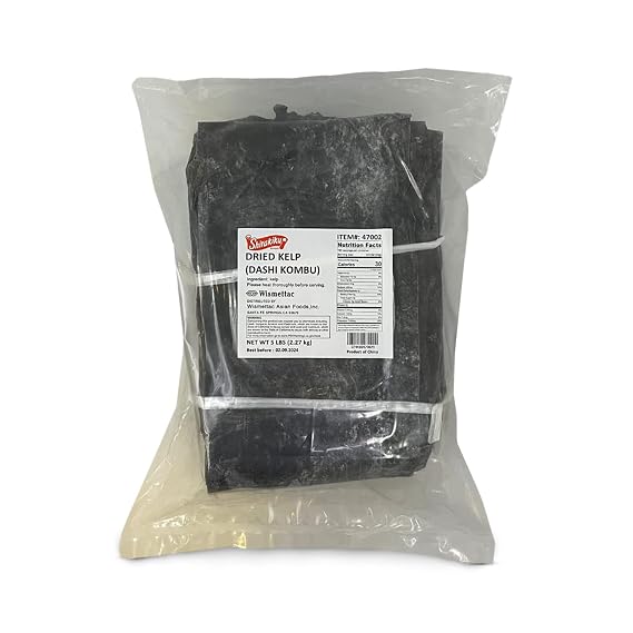 Shirakiku Dashi Kombu Dried Kelps Seaweed | Whole Leaf Umami Flavored Sheets | Low in Calories and Fat-free, Perfect for Soups and Wrapping Seafood | Traditional Japanese Cuisine 5lb - Pack of 1