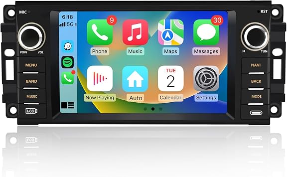 AWESAFE Android Car Stereo for Jeep Wrangler JK 2007-2018 Dodge RAM 1500 2500 3500 2009-2012 Radio Replacement Support Carplay Android Auto Radio Built in Bluetooth WiFi - 2G Ram 32G ROM