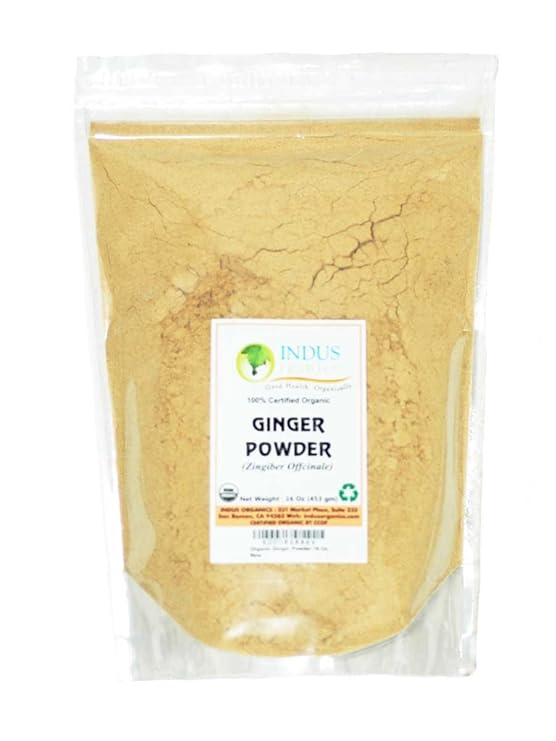 Indus Organics Ginger Powder, Refill Bag, 1 Lb, Sulfite Free, Premium Grade, Freshly Packed