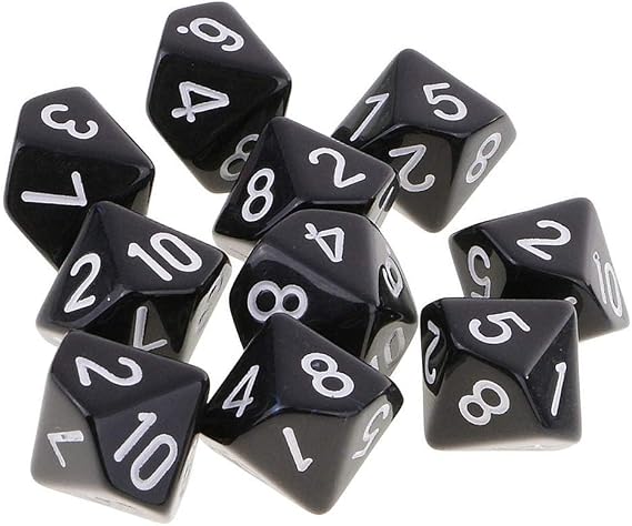 10PCS Polyhedral D10 Dice Acrylic 10 Sided Game Dice for RPG MTG DND Dice Table Games