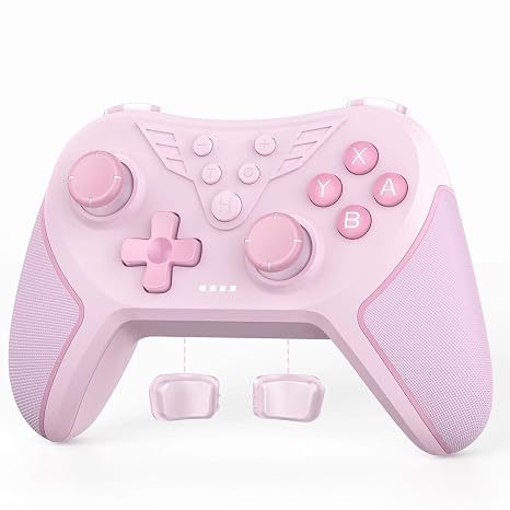 LATEC Controller für Switch/Switch2 wireless controller Kompatibel mit Switch Lite/Oled Hall Joystick/2 Programmierbare Tastes/6-Achsen-Gyroskop/Turbo/Doppel vibration und Screenshot Rosa