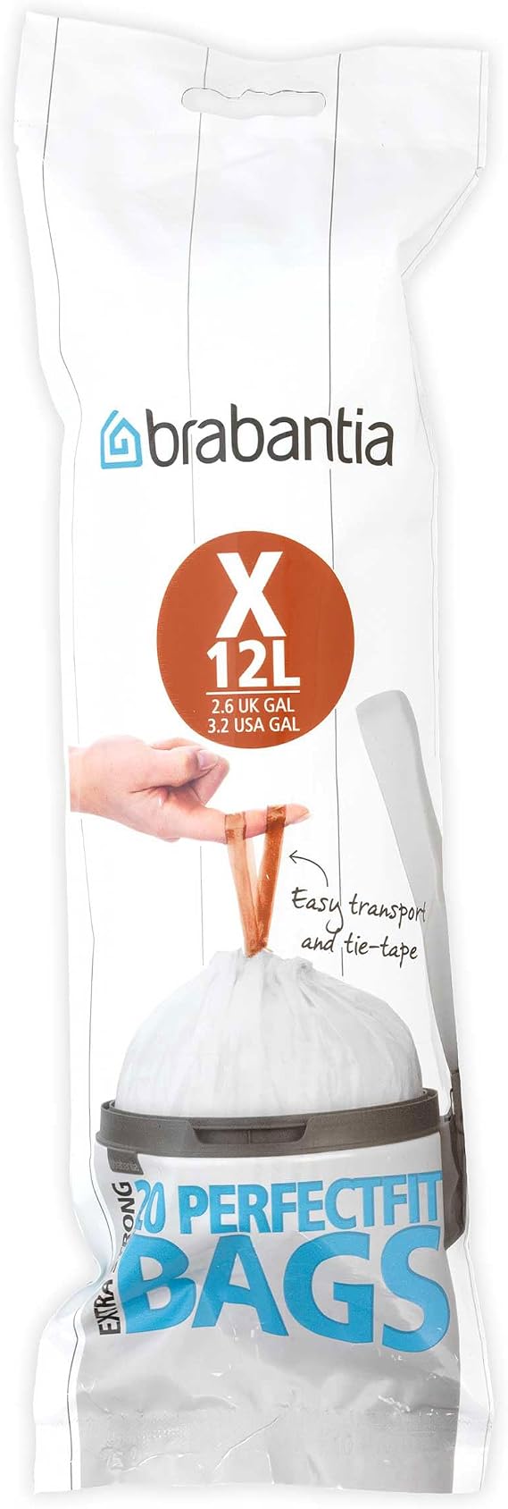 Brabantia Trash Can Liner Code X, 3.2 gallon, White