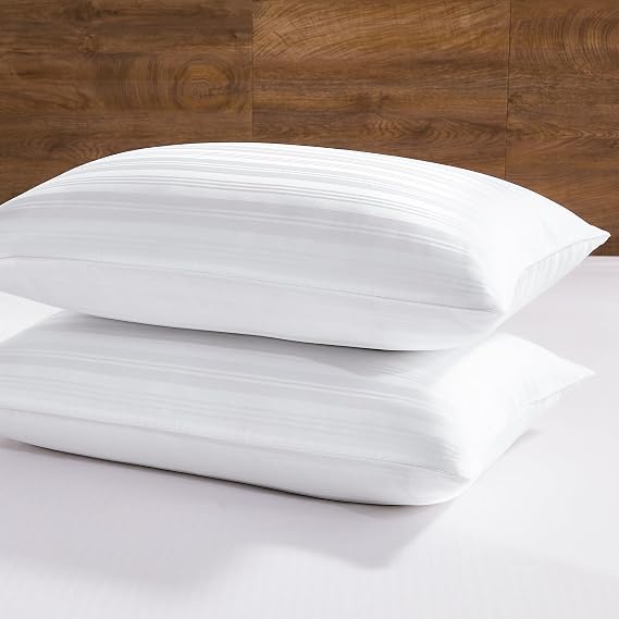 downluxe Goose Feather Down Pillow - Set of 2 Bed Pillows for Sleeping with Rayon Derived from Bamboo Shell, Queen Size (20x28)