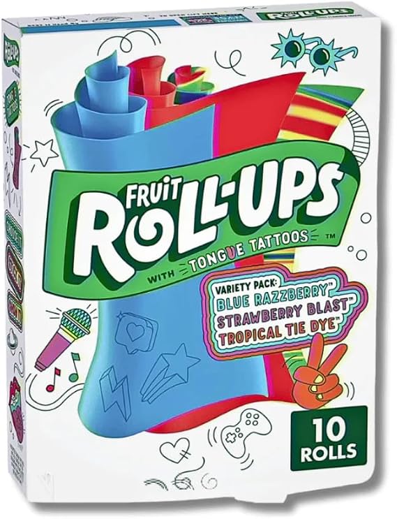 Fruit Roll Ups Variety - Blue Razzberry - Strawberry Blast - Tropical Tie Dye