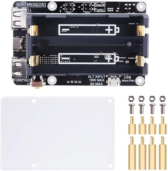 GeeekPi UPS V5 Power Supply Uninterruptible UPS HAT for Raspberry Pi, Support 18650 Battery Charger Power Bank Power Management Expansion Board 5V for Raspberry Pi 4B/3B+/3B/2B/B+/B/A+/A
