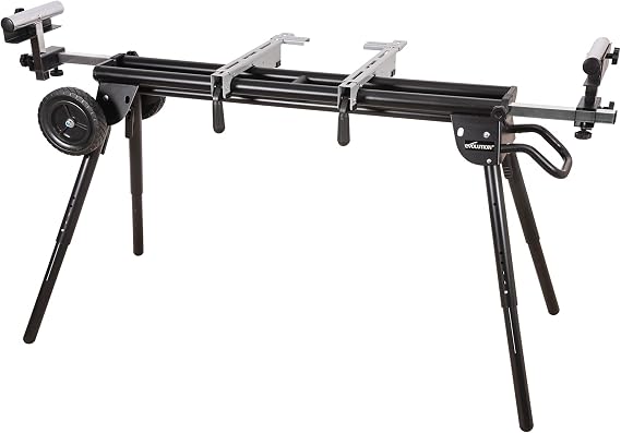 Evolution Power Tools Miter Saw Stand PLUS - Compact Folding Stand with Extendable Arms, Large Wheels, Universal Fittings for Most Brands Evolution, Makita, DeWalt, Bosch, Ryobi, Einhell and Metabo