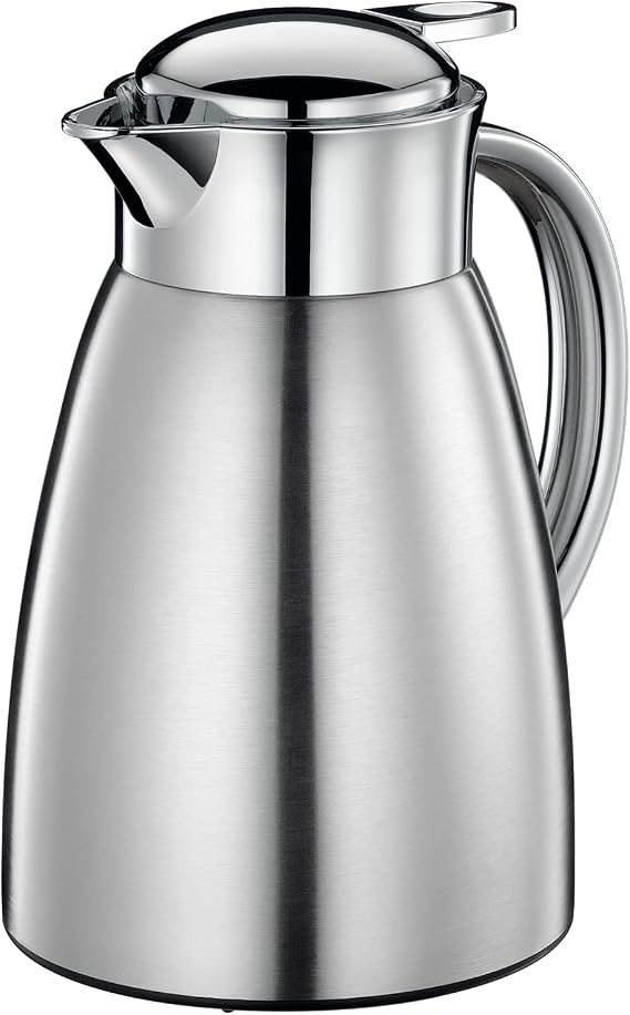 Cilio Stainless Steel Coffee Carafe - 34 Oz, Brushed Stainless - Double Wall Thermal Carafe & Insulated Beverage Dispenser - Coffee Dispenser