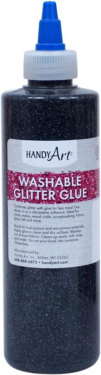 Handy Art Washable Glitter Glue 4 Ounce, Black