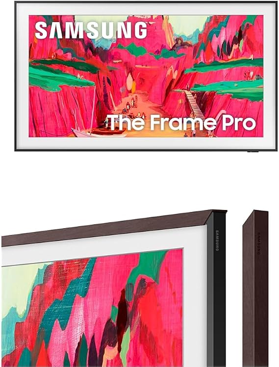 SAMSUNG 75-Inch The Frame Pro LS03FW 4K Neo QLED Mini LED Smart TV (2025 Model) with Modern Brown Customizable Bezel Bundle
