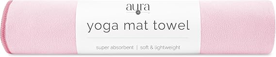 S&T INC. Aura Microfiber Yoga Mat Towel, 26.5" x 72", Pink