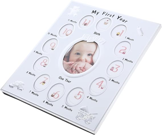 1Pc Months Photo Frame Growth Record Display Rack White Keepsake Frame for Newborn Milestones Unique Cartoon Design for Cherished Memories