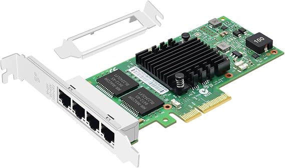 Quad-Port PCIe X4 Gigabit Network Card, with Intel I350-T4 RJ45 Ports LAN NIC Card Server 1000M PCI Express Ethernet Adapter Support Windows/Windows Server/Linux/Freebsd/VMware ESXi