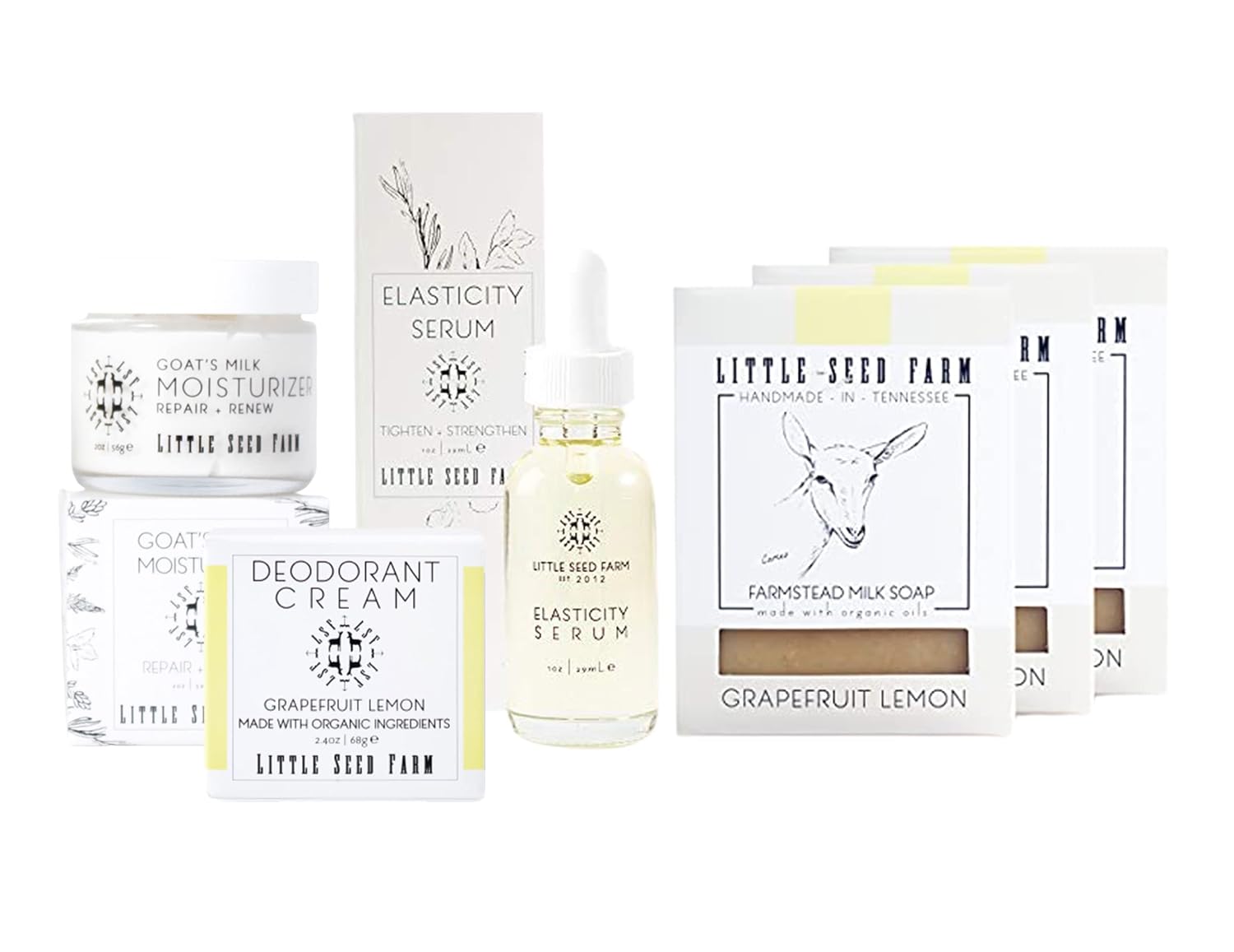 Little Seed Farm Grapefruit Lemon Bundle - Deo Cream  Soap  Serum  Moisturizer