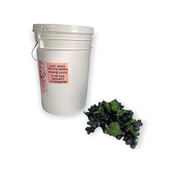 2021 Rose of Petite Sirah (JUICE) Bucket Frozen Grape Juice 6 Gallons - Livermore Valley California