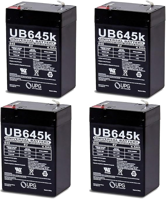 Universal Power Group 6V 4.5AH General 00648 Sealed Non-Spillable Emergency Light Battery Wka6-5F - 4 Pack