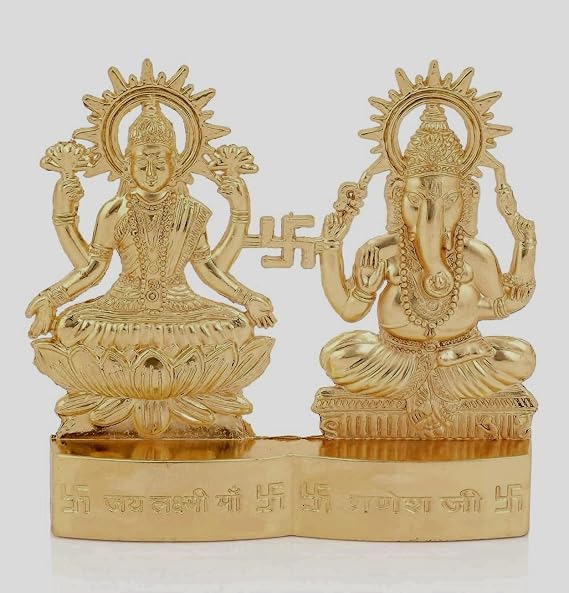IS4A Laxmi Ganesha Energized Statue - Lakshmi Ganesh Murti for Mandir Home, Diwali Gift Idol Murti Set for Hindu Pooja, Home Mandir Indian Diwali Puja Pujan Decoration Housewarming