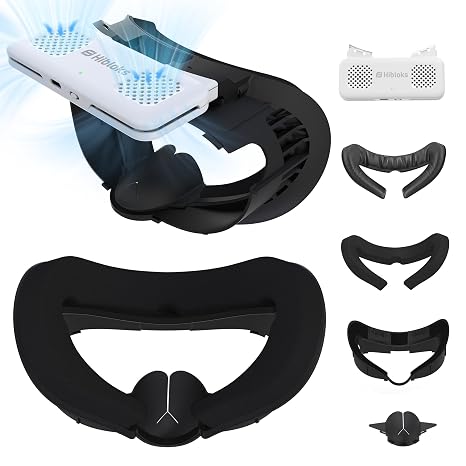 HiBloks Face Cover Pad with Cooling Fan for Meta Quest 3 Accessories