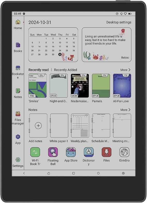 Meebook M8C | 7.8 Inch E-Ink Reader with | Android 14 | Kaleido 3 300 PPI Display | Octocore Processor | 4GB+64GB | Dual Microphone/Speaker, | Google Play Store | Stylus, Cold/Warm Light | Black