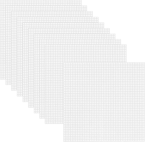 10 PCS Clear Plastic Mesh Canvas Sheets for Embroidery Making, Cross Stitch Plastic Aida Mesh Screen for Crafts DIY Crochet Projects
