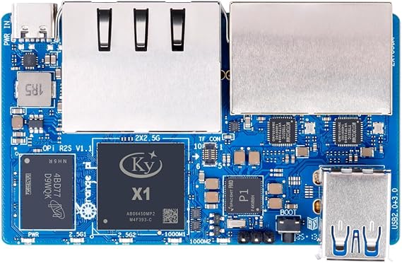 Orange Pi R2S 2GB/4GB/8GB RISC-V Single Board Computer with 8-Core RISC-V AI CPU, 8GB Onboard eMMC, Dual 2.5G & Dual 1000M Ethernet, Development Board Run OpenWrt/Ubuntu (4GB)