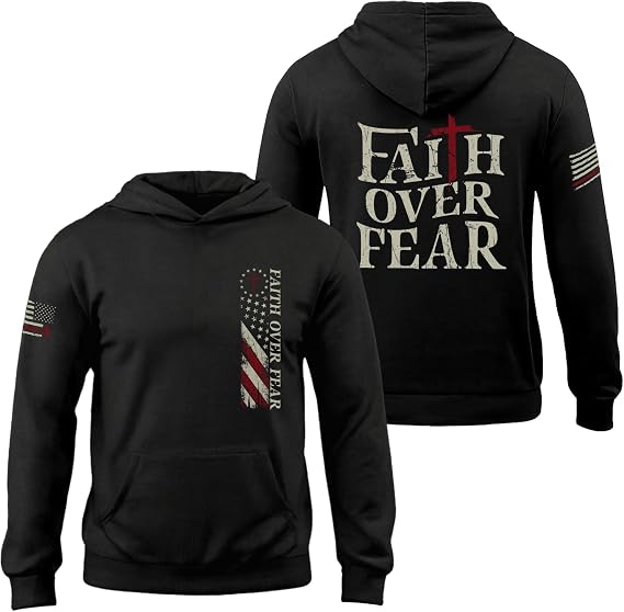 Cross Hoodie With American Flag, Christian Hoodies Men