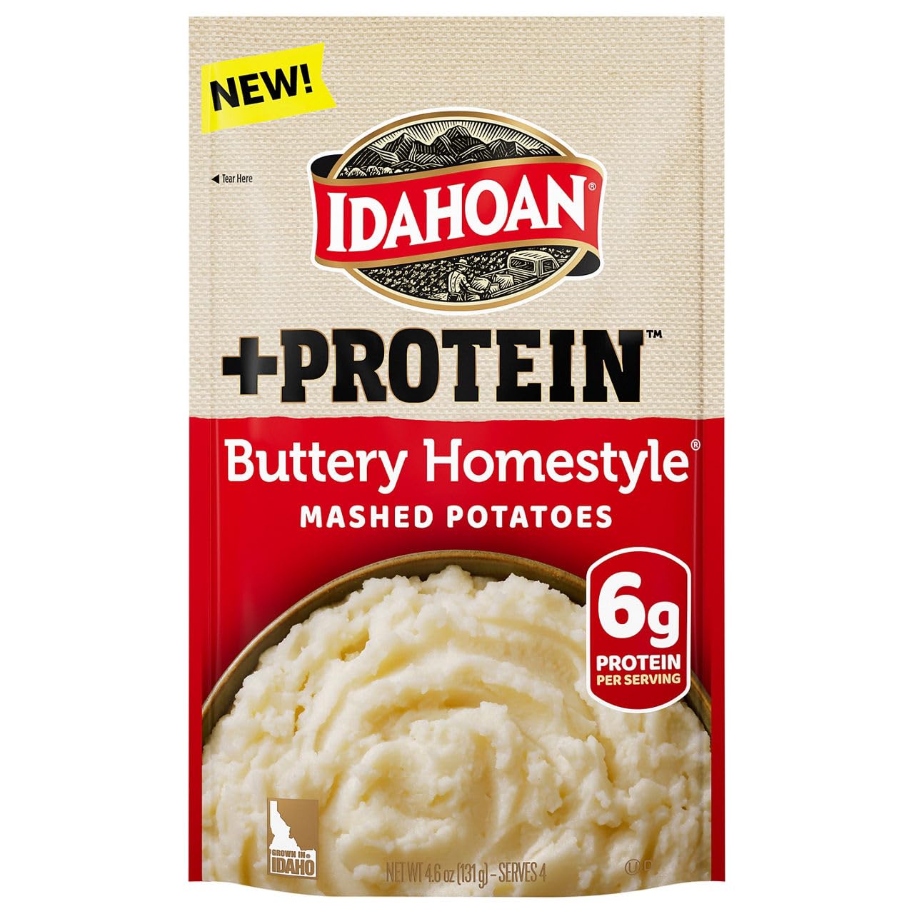 Idahoan, Protein Buttery Homestyle Mashed Potatoes, 4.6 Ounce
