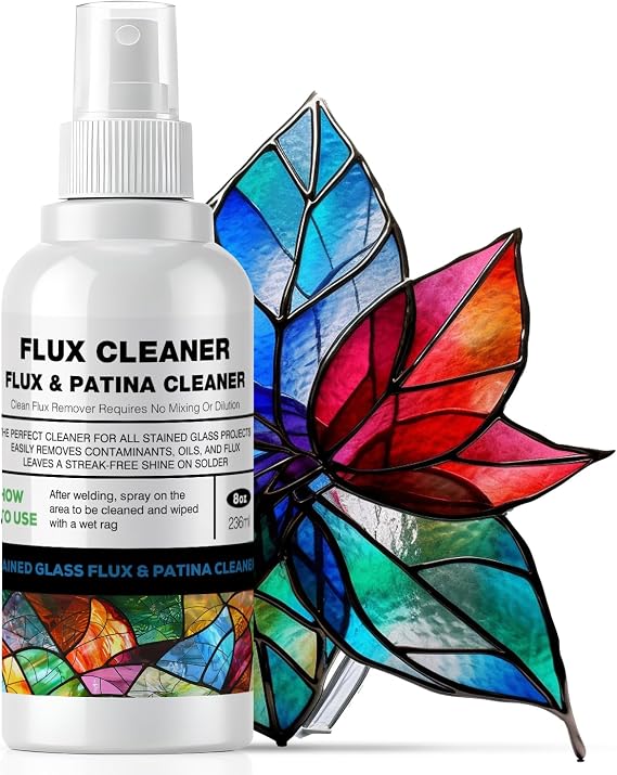 Premium Clean Flux Cleaner - Flux Cleaner, for Stained Glass Soldering, Flux Remover for Stained Glass - Professional Stained Glass Supplies - 8 Oz
