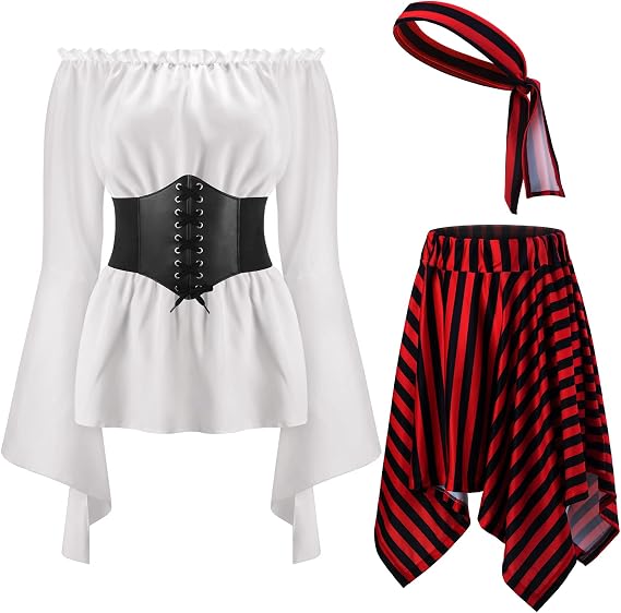 Shihanee Women Pirate Costume Outfit for Halloween