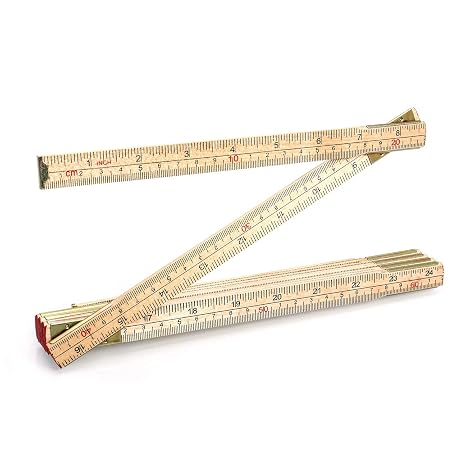 QWORK Folding Wood Rule, 6 FT 6 Inch Foldable Ruler with US and Metric Measurements for Carpenters