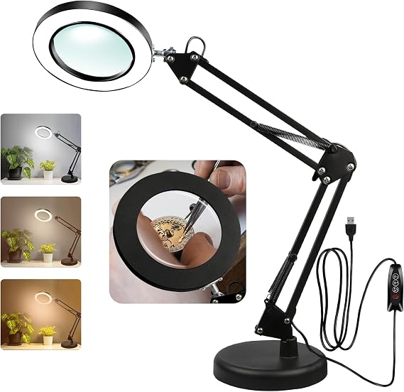 30x Magnifying Glass with Light and Stand for Close Range Work