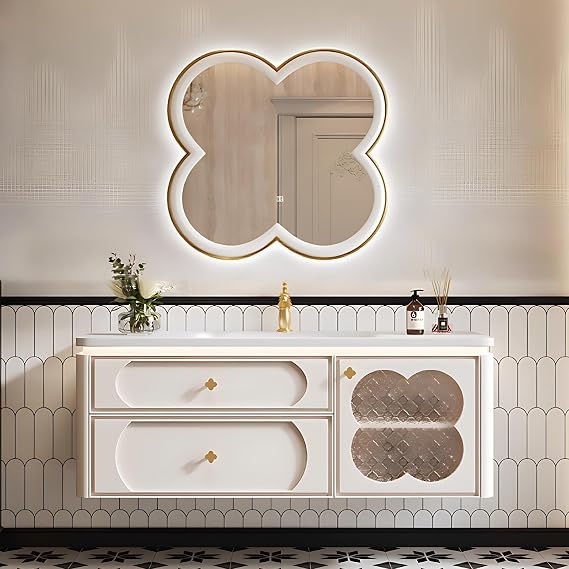32 inch Floating Bathroom Vanity with Sink - Wall Mounted Bathroom Vanity Cabinet with Anti-Fog Mirror, Seamless Basin Sink Cabinet, Soft Close Drawers, Fully Assembled