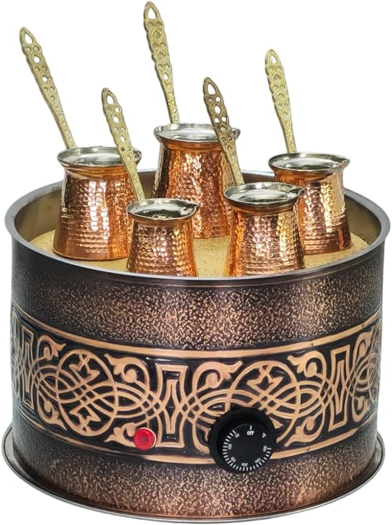 Authentic Turkish Copper Electric Hot Sand Coffee Maker Heater Machine, Big Round,110V ~ 220V Kitchen & Dining
