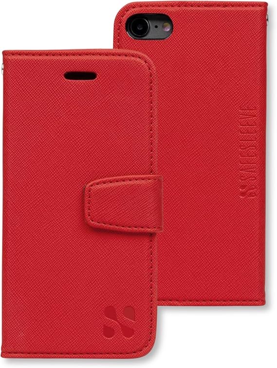 SafeSleeve EMF Blocker Leather Case for iPhone 6/7/8/SE 2, Red