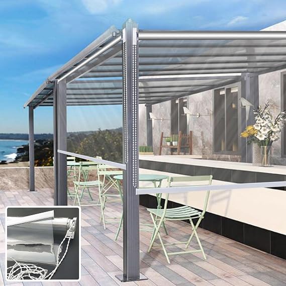 Clear Pvc Roller Blinds Outdoor Shade Waterproof,Window Door Thermal Insulated Roll Up Curtain,Transparent Plastic Roller Drape,Indoor Exterior Divider Rain Shutter,Blackout,W×H-50×70cm/19.7×27.6in