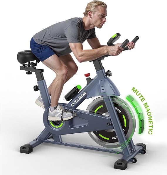 Cyclace Exercise Bike, Plus Magnetic Exercise Bike with App, Low Noise Indoor Cycling Bike for Home Cardio