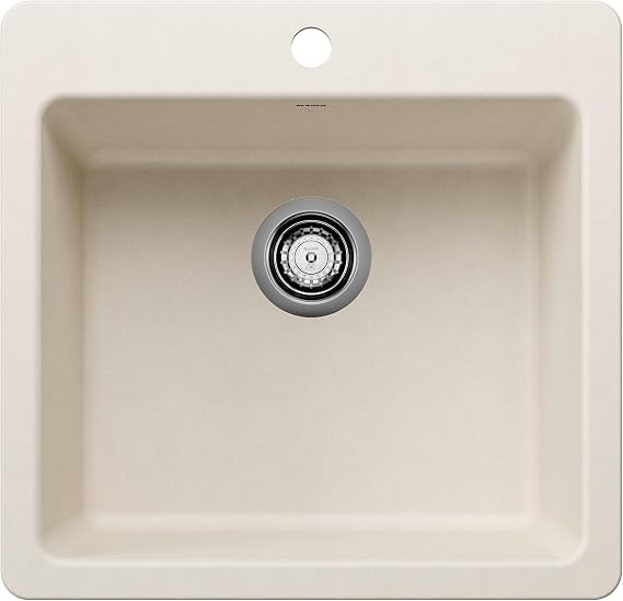 BLANCO 443233 Liven SILGRANIT 21" Single Bowl Drop-In/Undermount Kitchen Sink - Soft White