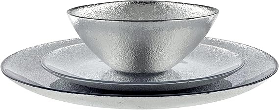 AURA 12PC Dinnerware Set Silver