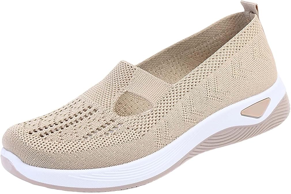 Womens Trainers Wide Fit Wedge Shoes Slip On Arch Support Tennis Sneakers Breathable Mesh Orthopedic Wedge Trainer Comfortable Non Slip Soft Sole Walking Trainers Low Top Outdoor Shoes