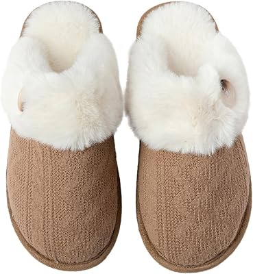 Womens Slipper Memory Foam Fluffy Soft Warm Slip On Anti-Skid House Slippers,Cozy Plush for Indoor Outdoor