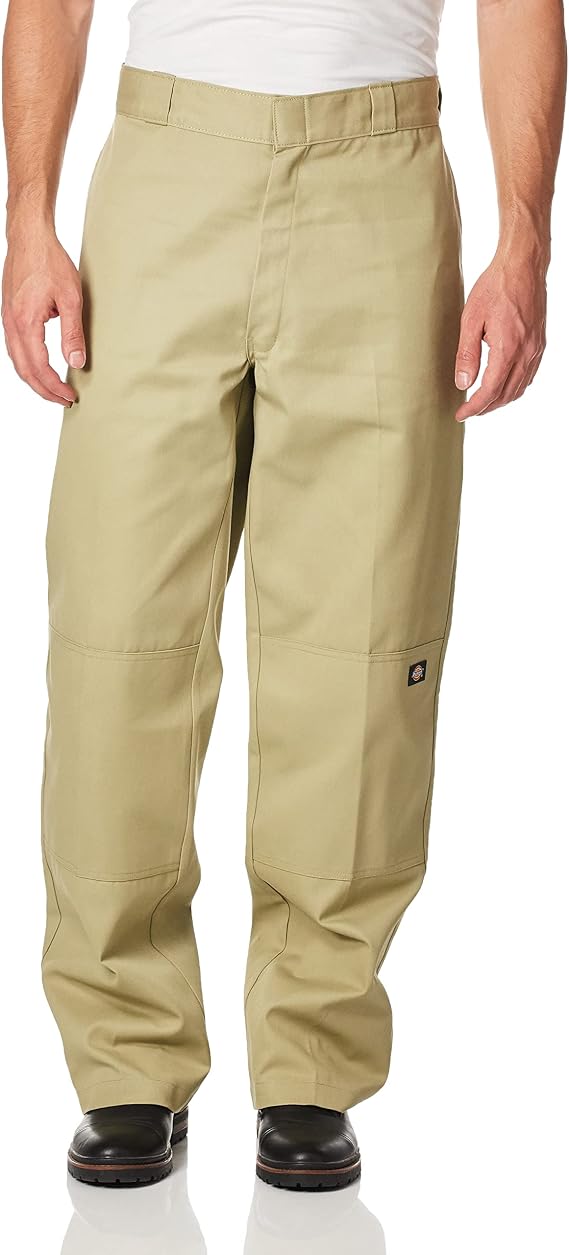 Dickies Men's Loose Fit Double Knee Twill Work Pant, Khaki, 34W x 36L