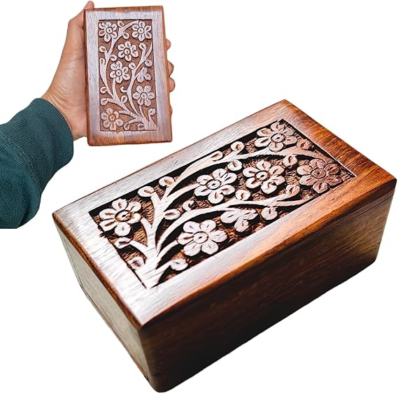 Handmade Wooden Cremation Urns for Human Ashes - Adult Male, Female, and Beloved Pets - Small wooden box with 20 Cubic Inch Capacity - Perfect for Men, Women, Children, Cats, and Dogs