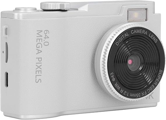 48MP Vlogging Camera, 16X Digital Zoom Digital Camera with 2.4" HD Display, Portable Compact Small Camera for Vlogging Photography WHITE